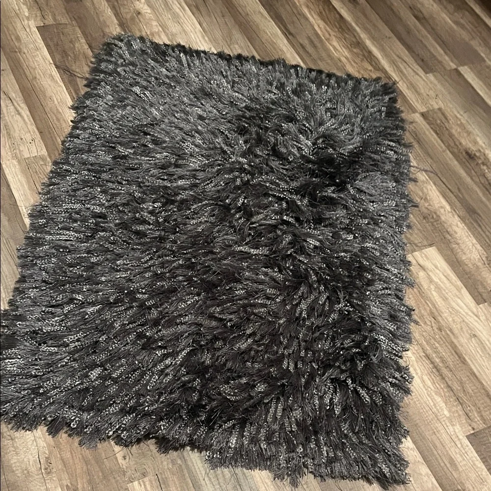 Luxurious Black Shaggy Door Mat